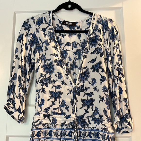 Lulus personal flair ivory and blue floral print romper - Picture 6 of 10